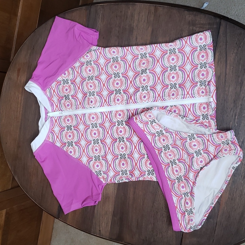 Garnet Hill Wave Rider Rashguard Top & Bottoms Swim Suit Sz 6